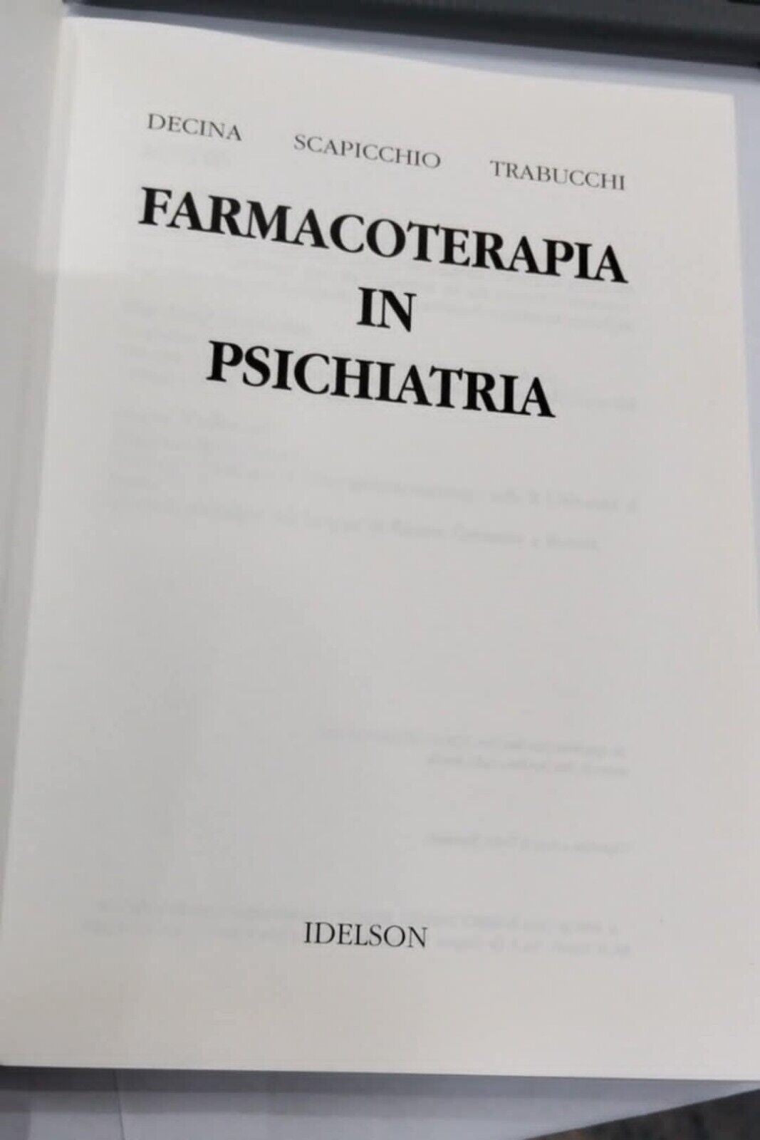 0 LIBRO FARMACOTERAPIA IN PSIACHIATRIA - DECINA-SCAPICCHIO-TRABUCCHI