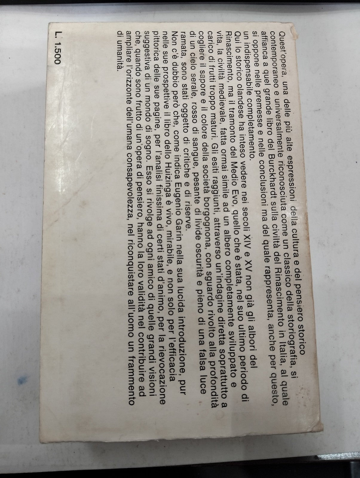 "L'autunno del Medioevo" di Johan Huizinga, edizione Biblioteca Sansoni: