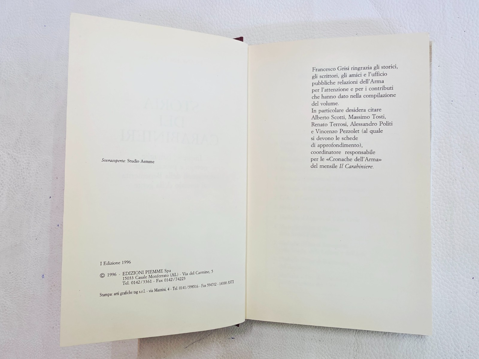 ​"Storia dei Carabinieri" Grisi PIEMME Libro Vintage Raro Forze dell'Ordine