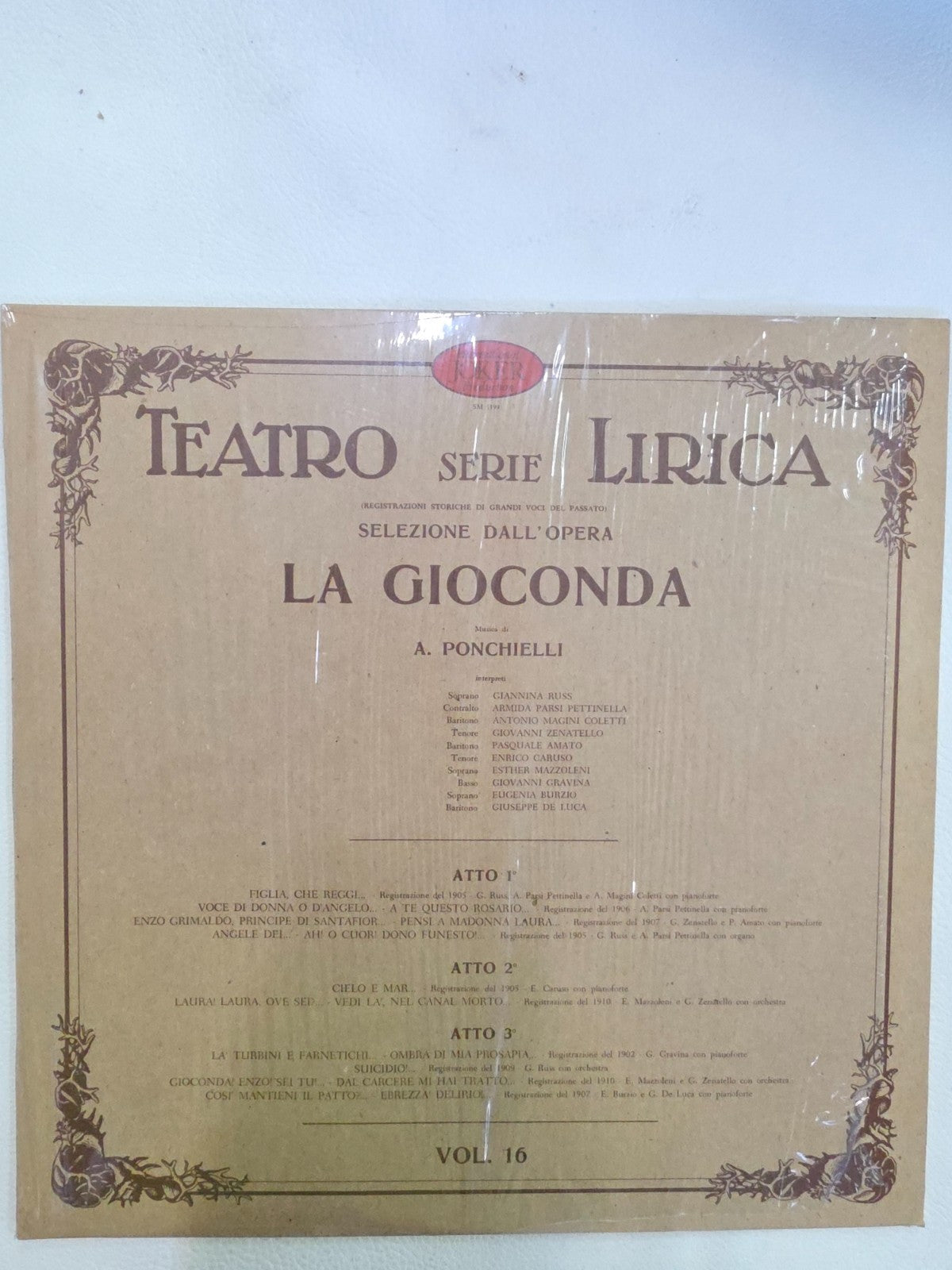 "La Gioconda" di Amilcare Ponchielli VINILE 33 GIRI- TEATRO SERIE LIRICA VOL. 16