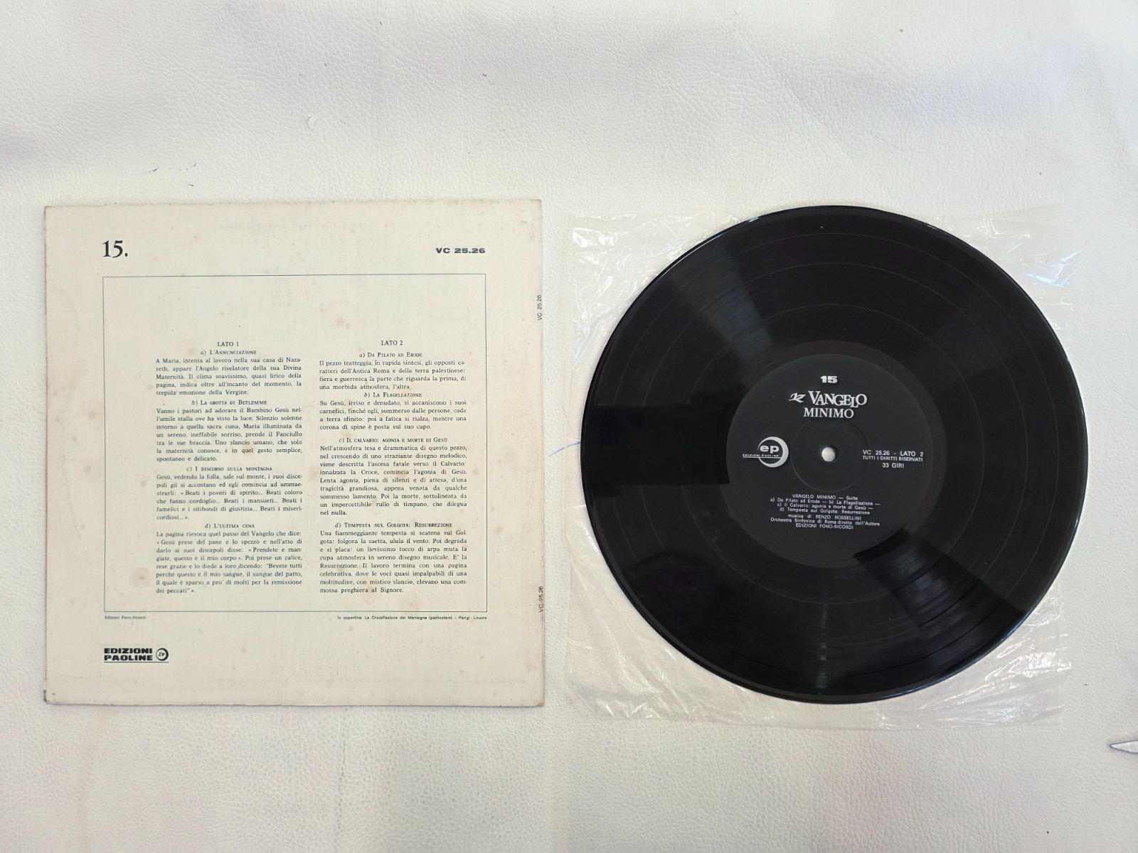 "VANGELO MINIMO" DI RENZO ROSSELLINI. 33 GIRI- 15. EDIZIONI PAOLINE