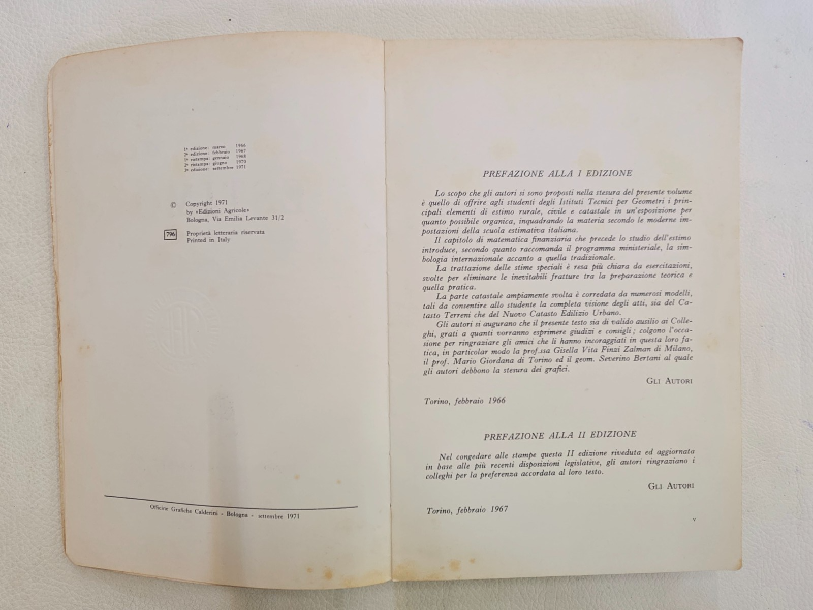 ​"Estimo" Porciani Ottolenghi Edizioni Agricole Bologna Libro Vintage Raro