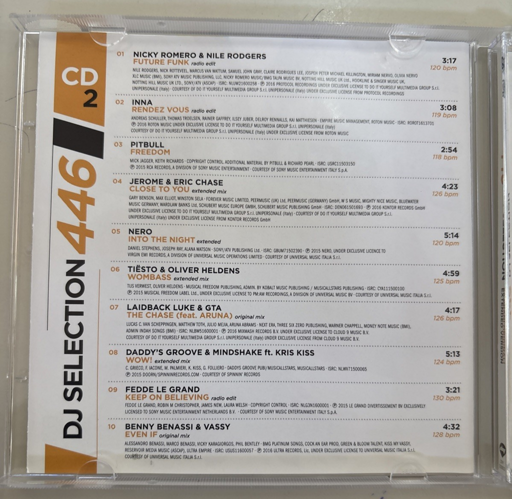 "DJ Selection 446" 2 CD Set 2016 Extended Versions DJ NUMERO 446 MERCATINO USATO