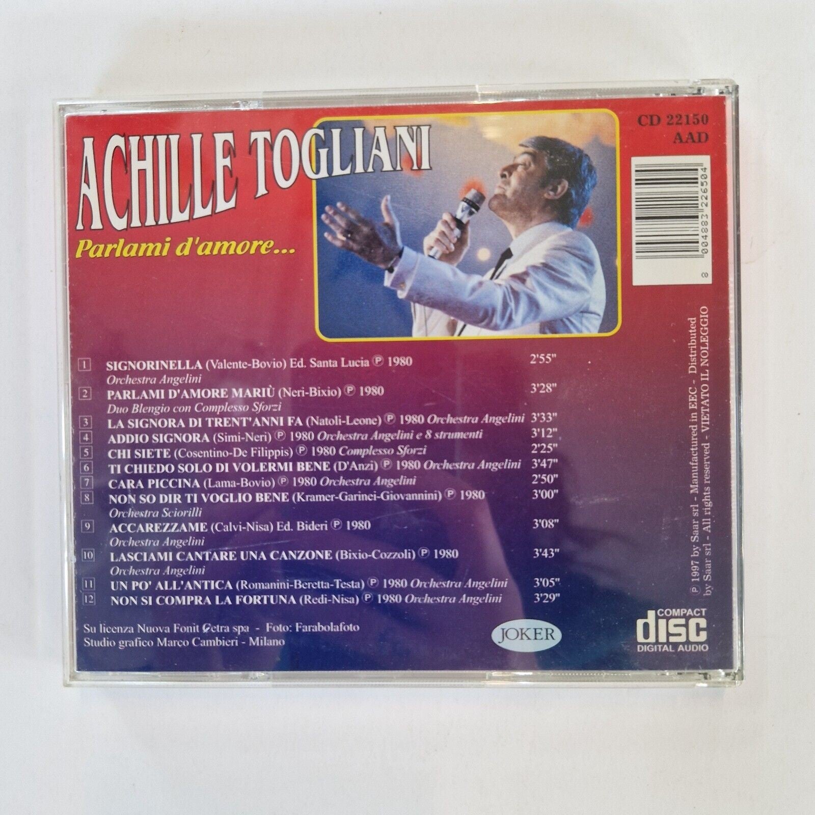 0 Achille Togliani – Parlami d'Amore – 1997 – Saar Srl – CD Ottimo - Vedi F