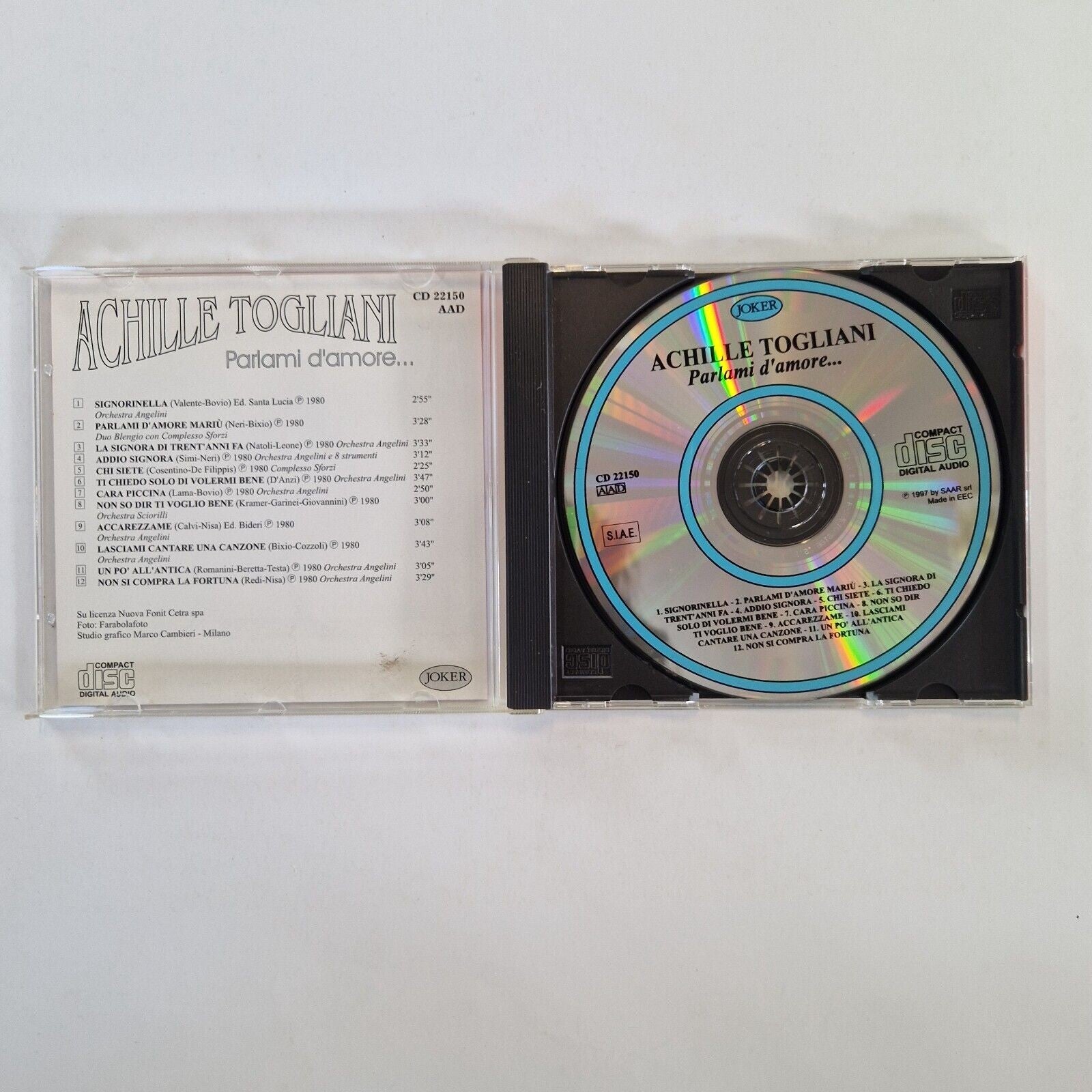 0 Achille Togliani – Parlami d'Amore – 1997 – Saar Srl – CD Ottimo - Vedi F