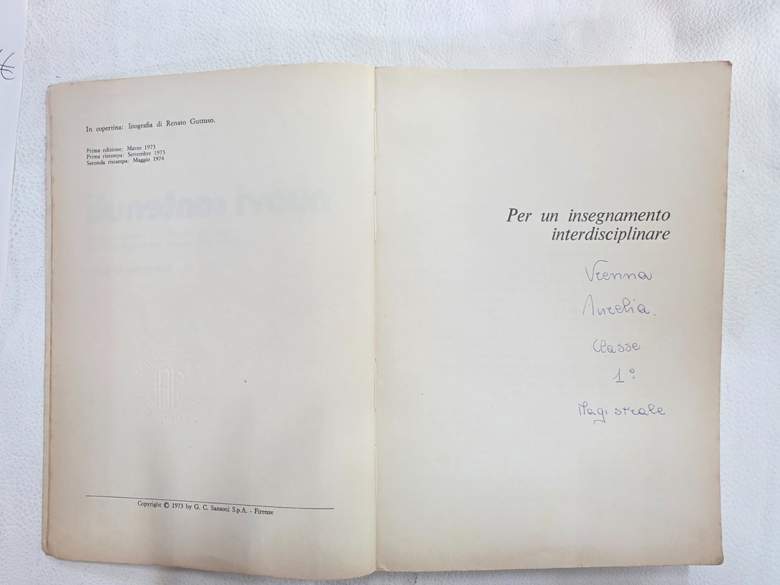 "Nuovi Contenuti" Tommaso Di Salvo Libro Scolastico Vintage Sansoni Anni '80
